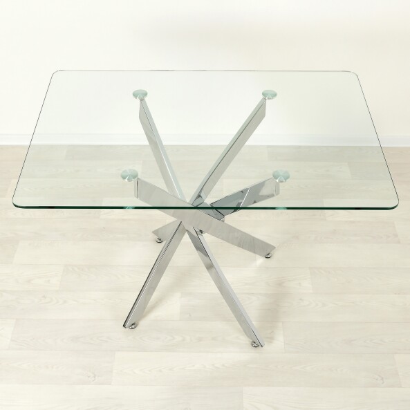 Прямоугольный обеденный стол из стекла Рим 10 прозрачный