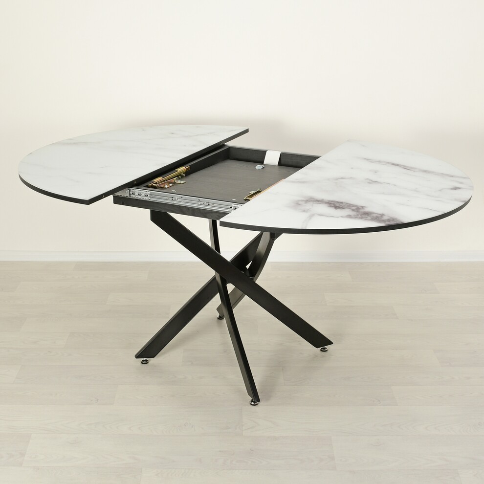 Diamond раздвижной кухонный стол со стеклом под белый мрамор