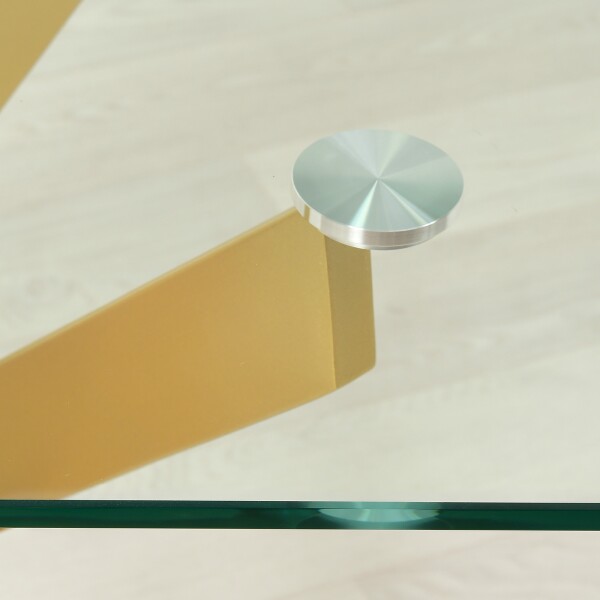 Прямоугольный обеденный стол из стекла Рим 10 прозрачный/золото