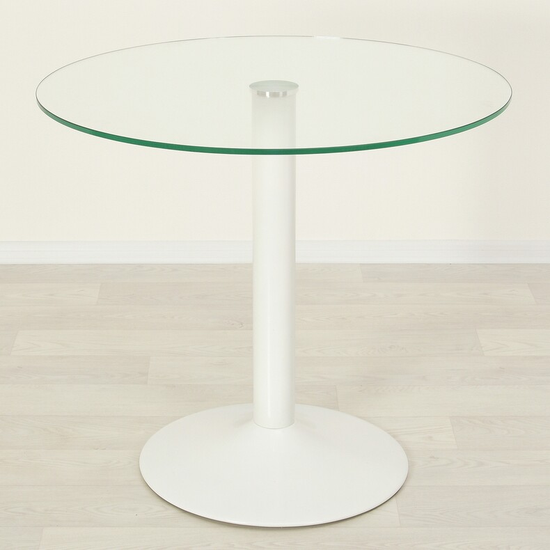 Кухонный стол со стеклом Троя 18 прозрачный/белый
