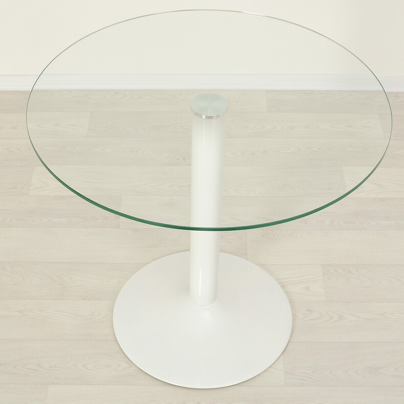 Кухонный стол со стеклом Троя 18 прозрачный/белый