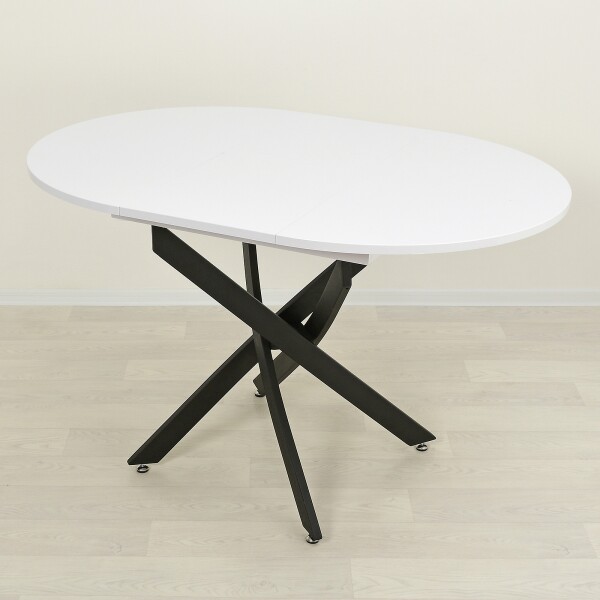 Раздвижной деревянный стол для кухни Рим белый/черный