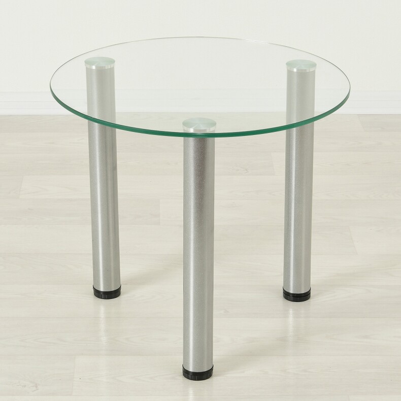 Кофейный стеклянный столик Модерн 03 прозрачный/металлик