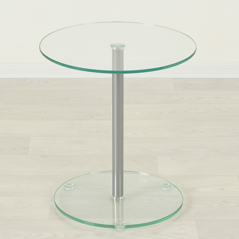 Журнальный стол прикроватный Эдита (Ф400) прозрачный/серебро