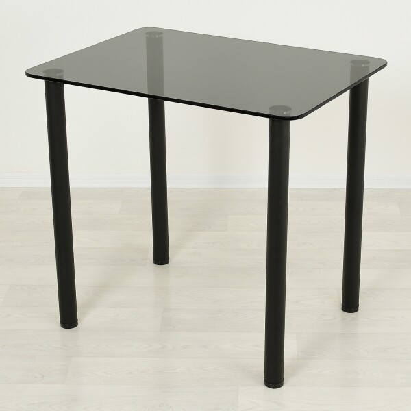 Прямоугольный стеклянный стол Эдель 10 серый, опоры черные