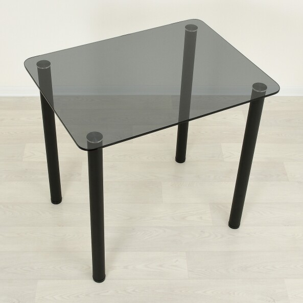 Прямоугольный стеклянный стол Эдель 10 серый, опоры черные