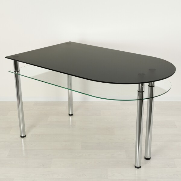 Стеклянный обеденный стол Эдель 30/4 из серого матового стекла с прозрачным подстольем