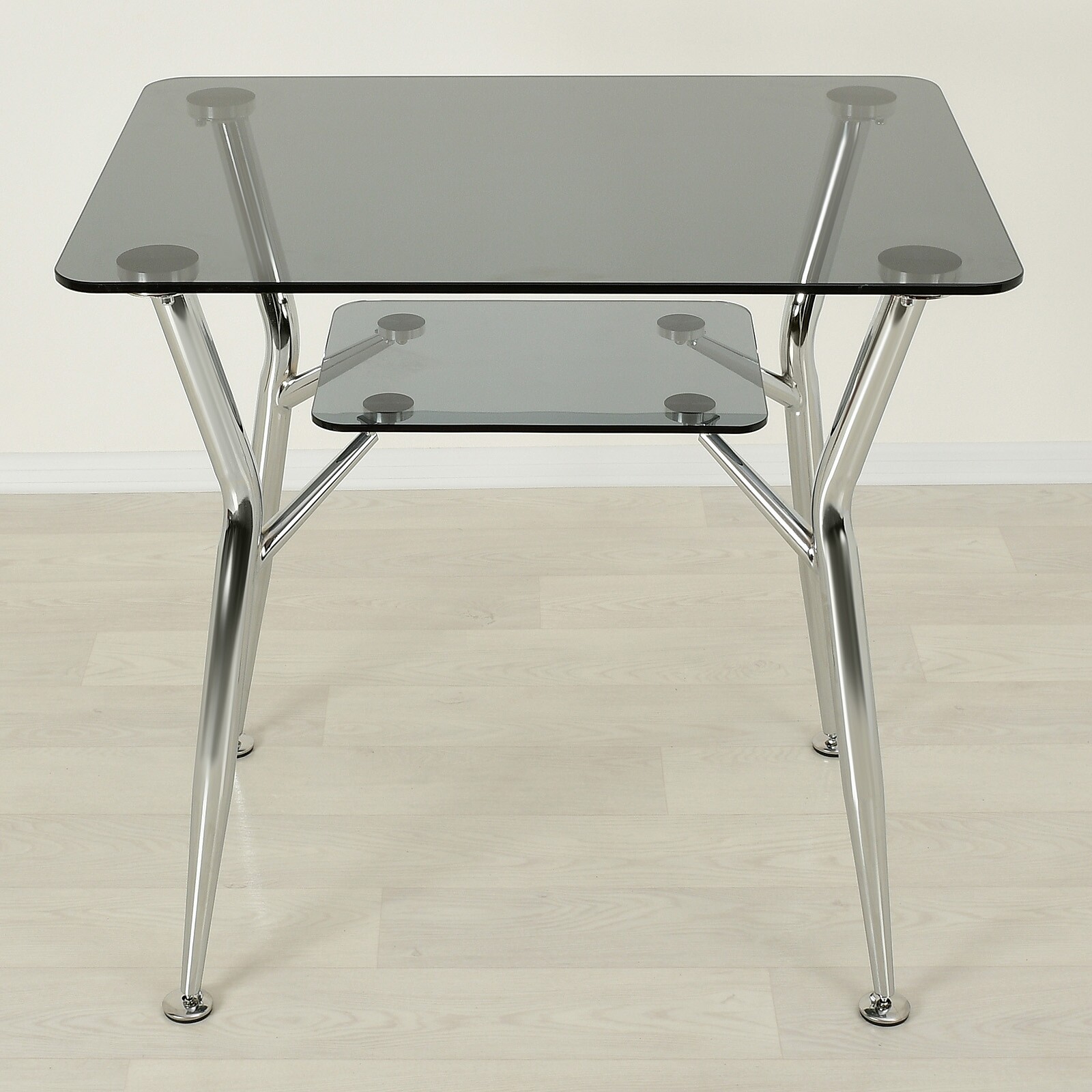 Стеклянный стол для кухни Квадро 10 серый