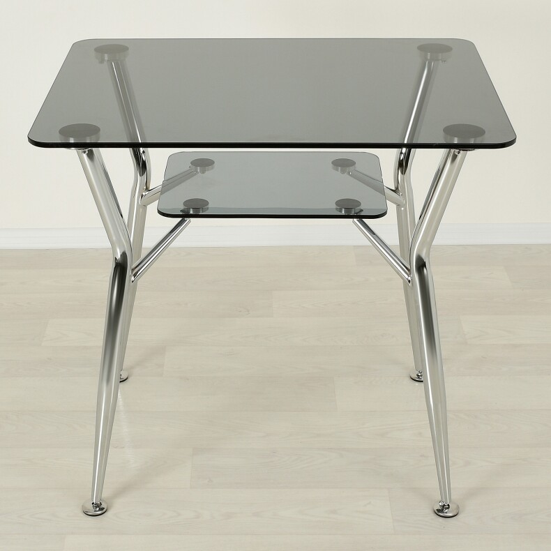 Стеклянный стол для кухни Квадро 10 серый