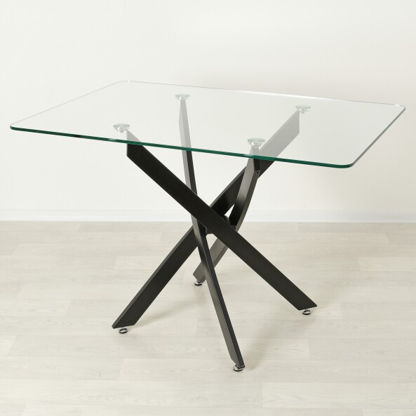 Прямоугольный обеденный стол из стекла Рим 10 прозрачный/черный