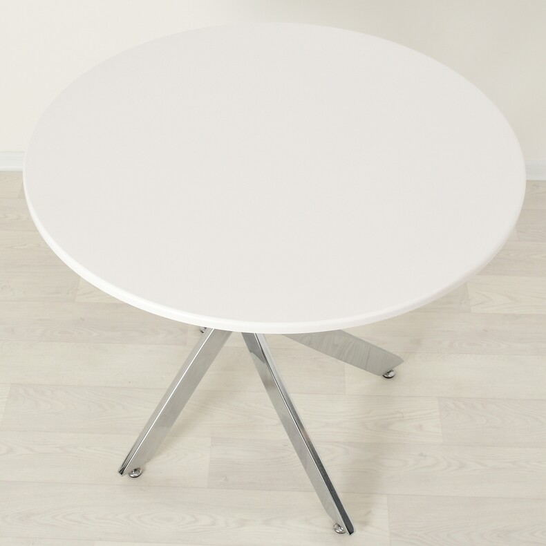 Обеденный стол из МДФ Рим белый/хром