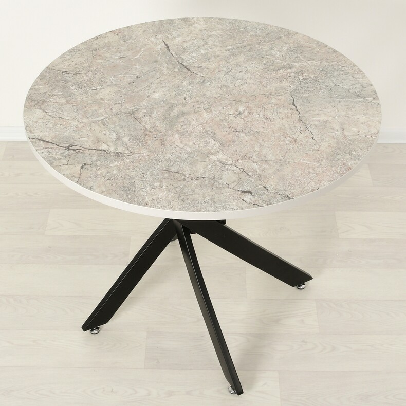 Обеденный круглый стол Рим ЛДСП+HPL-пластик Ла Скала/черный