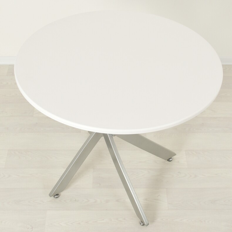 Обеденный стол из МДФ Рим белый/металлик
