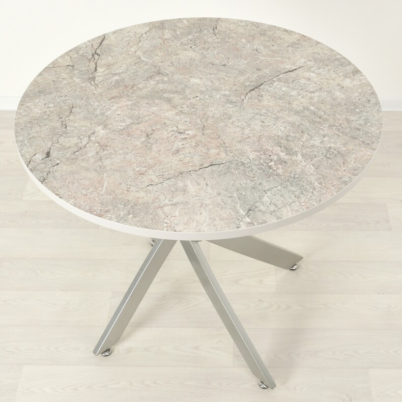 Обеденный круглый стол Рим ЛДСП+HPL-пластик Ла Скала/металлик