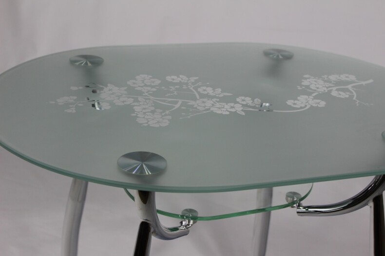 Стеклянный стол Вокал 23 матовый с узором на стекле Сакура-П (800х600)
