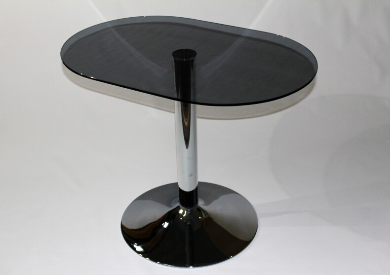 Стеклянный кухонный стол Троя 23 серый (1000х700)