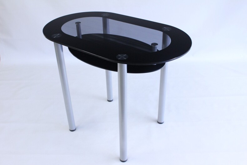 Обеденный стол из стекла Эдель 23 серый с черным кантом (1200х800)