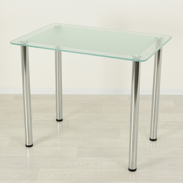 Кухонный стеклянный стол Эдель 10 матовый с узором Греческий Кант-П (900х600)
