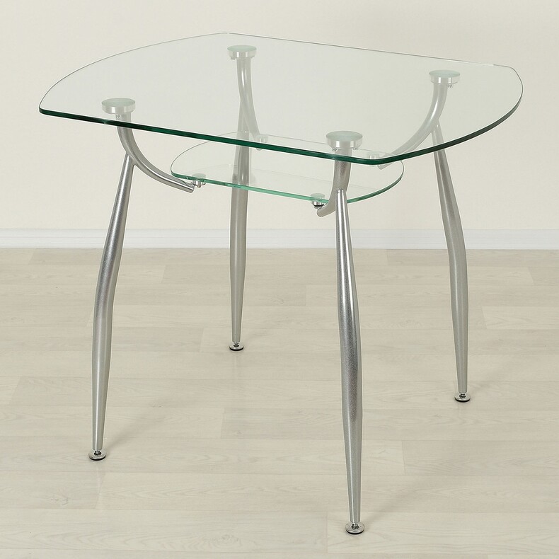 Стеклянный стол на кухню Вокал 32 прозрачный/металлик