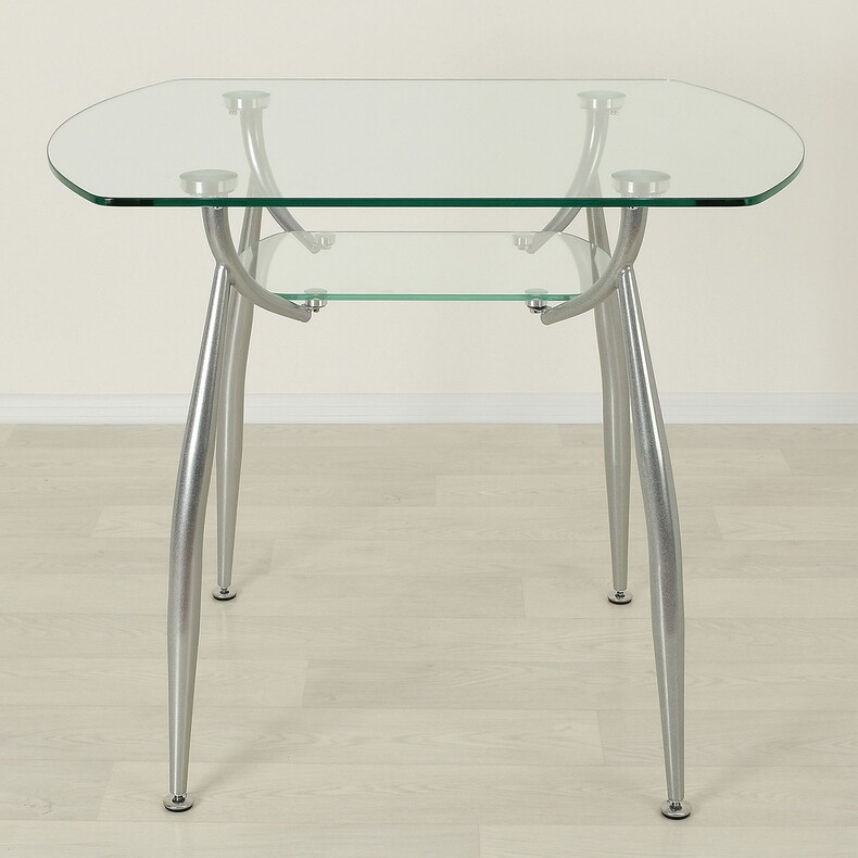 Стеклянный стол на кухню Вокал 32 прозрачный/металлик