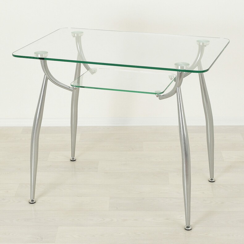 Стеклянный кухонный стол Вокал 10 прозрачный/металлик
