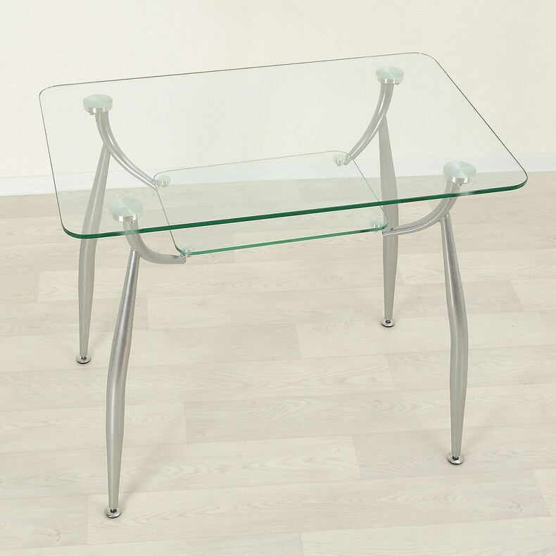 Стеклянный кухонный стол Вокал 10 прозрачный/металлик