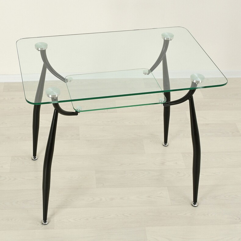 Стеклянный кухонный стол Вокал 10 прозрачный/черный