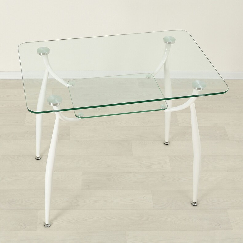 Стеклянный кухонный стол Вокал 10 прозрачный/белый