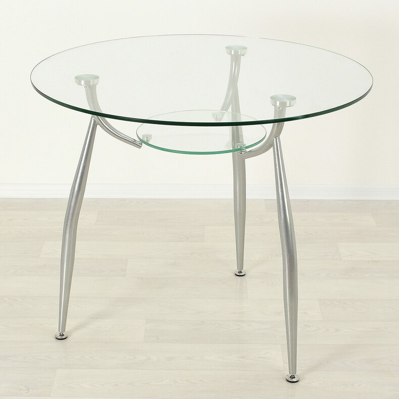 Стеклянный обеденный стол Вокал 18-3 прозрачный/металлик