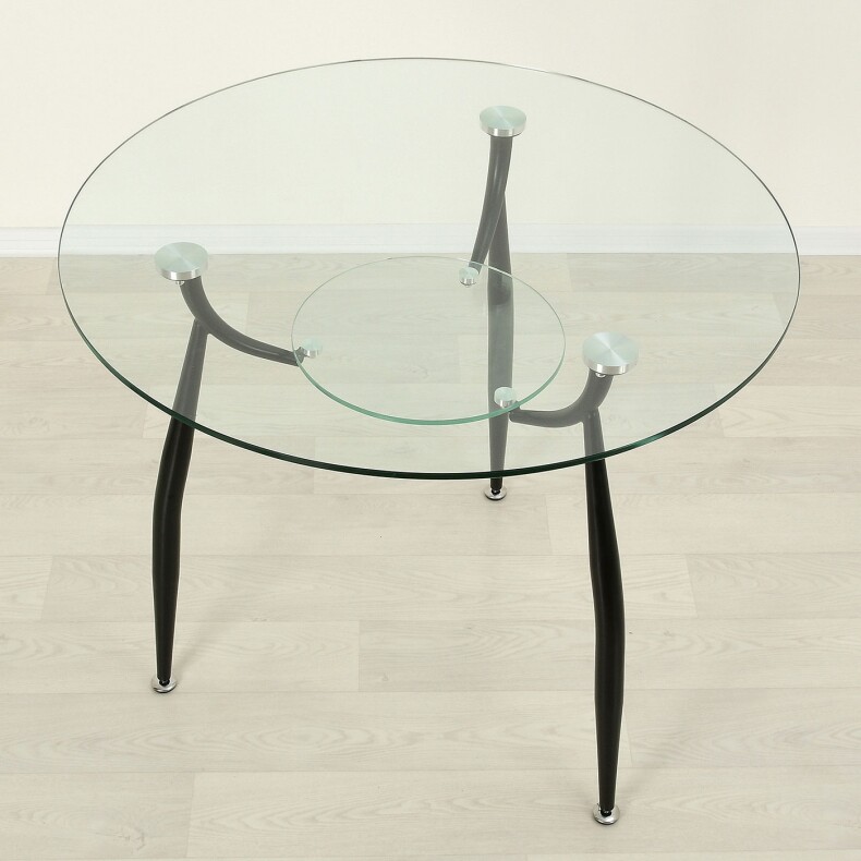 Стеклянный обеденный стол Вокал 18-3 прозрачный/черный