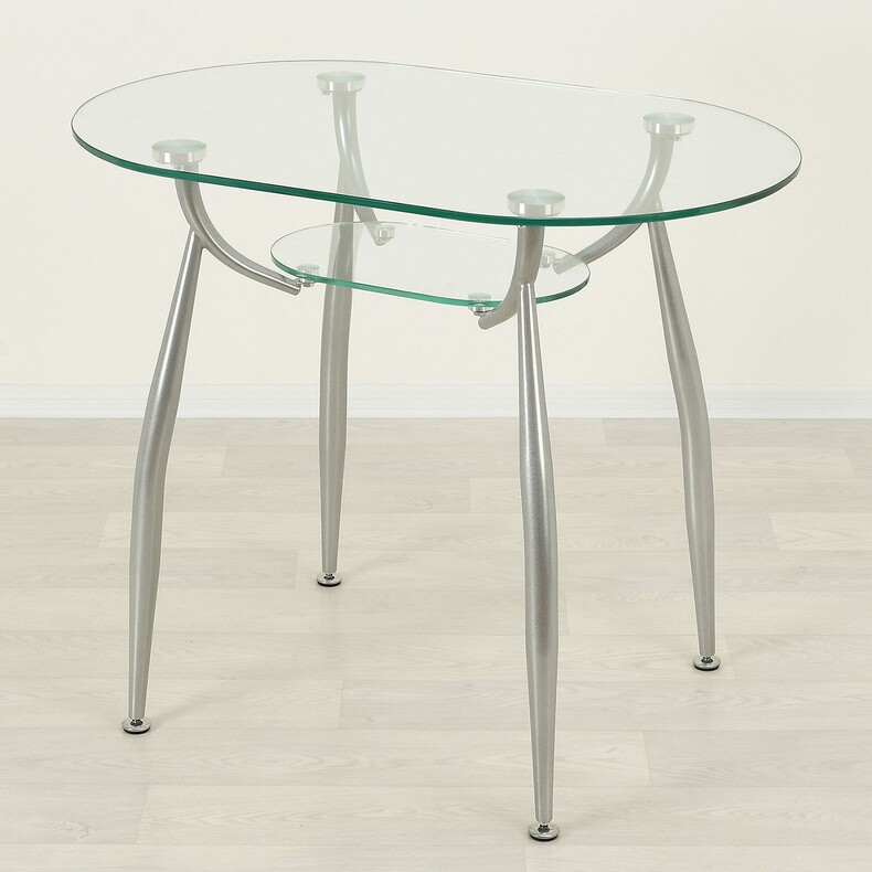 Кухонный стол из стекла Вокал 23 прозрачный/металлик