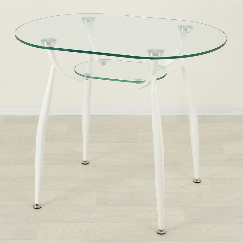 Кухонный стол из стекла Вокал 23 прозрачный/белый