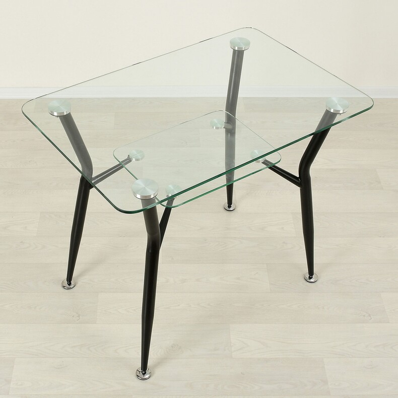 Обеденный стол из стекла Квадро 10 прозрачный/черный