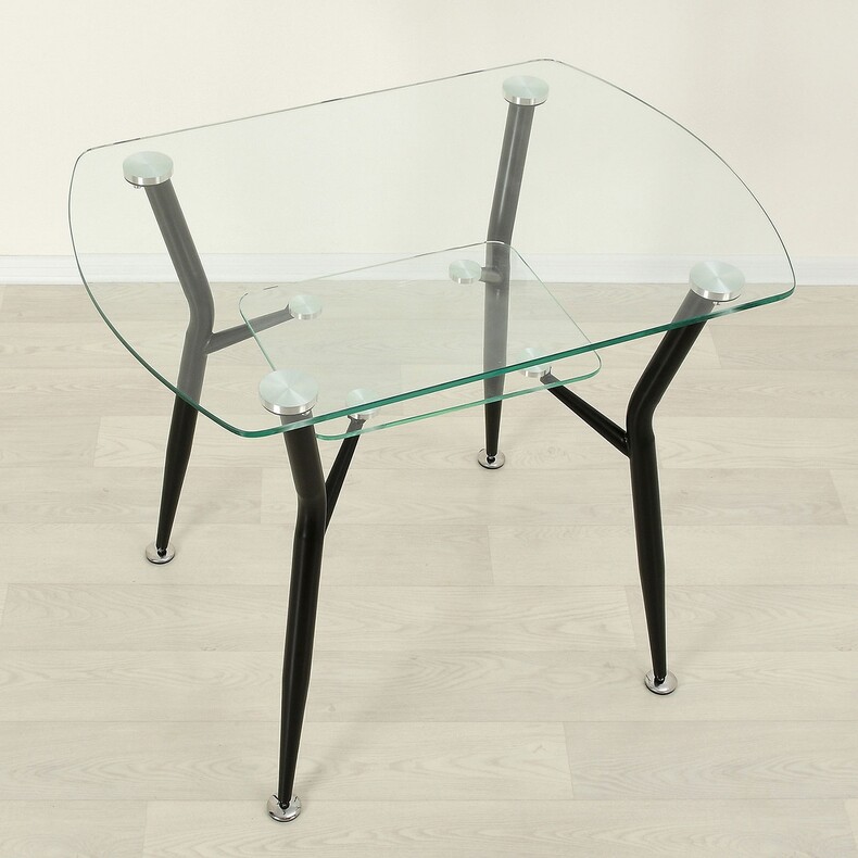Стеклянный кухонный стол Квадро 32 прозрачный/черный