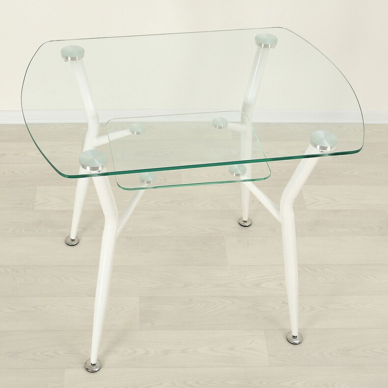 Стеклянный кухонный стол Квадро 32 прозрачный/белый