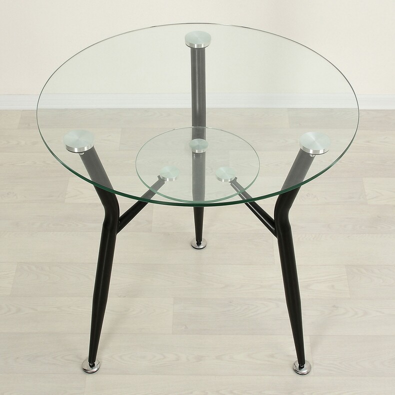 Стеклянный стол для кухни Квадро 18-3 прозрачный/черный