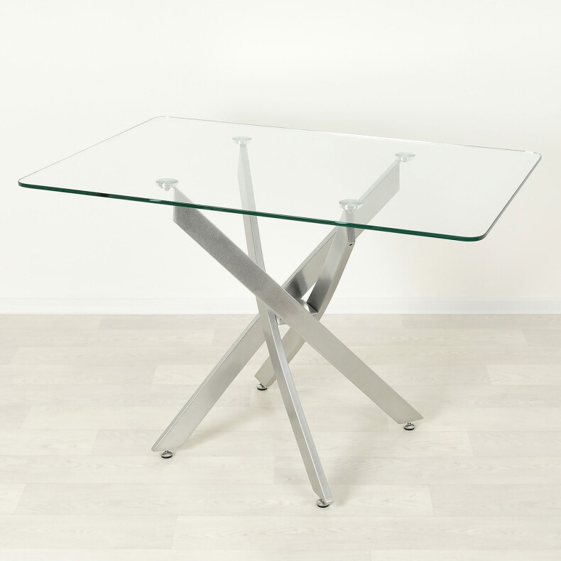 Стеклянный кухонный стол Рим 10 прозрачный/металлик