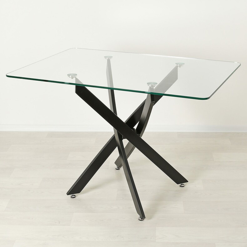 Стеклянный кухонный стол Рим 10 прозрачный/черный