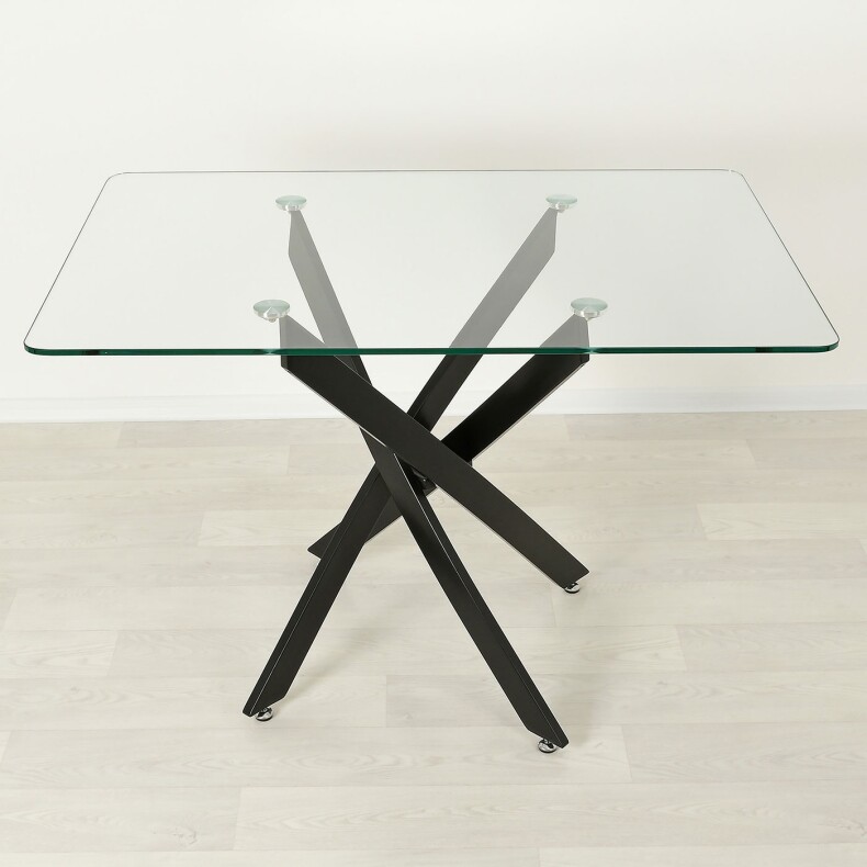 Стеклянный кухонный стол Рим 10 прозрачный/черный