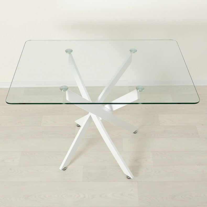 Стеклянный кухонный стол Рим 10 прозрачный/белый