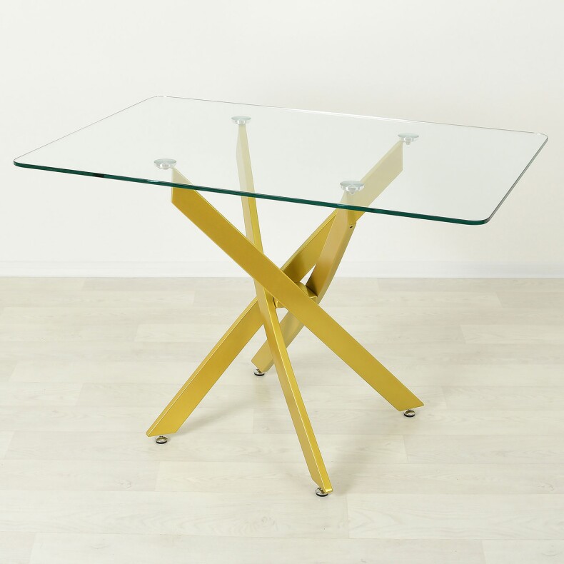 Стеклянный кухонный стол Рим 10 прозрачный/золото