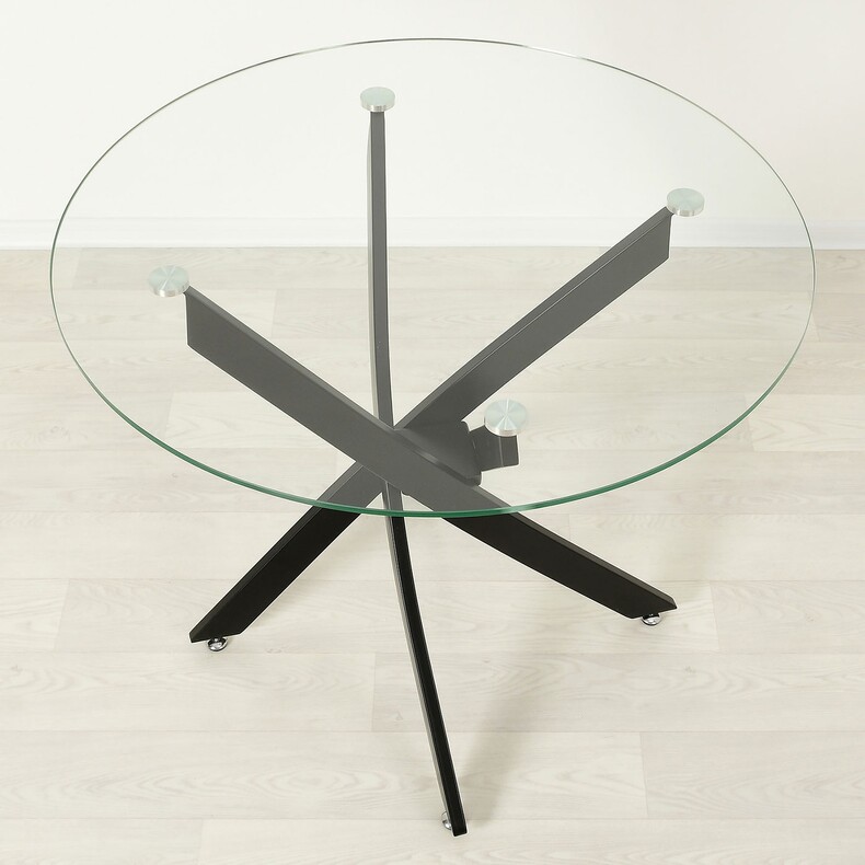 Стеклянный обеденный стол Рим 18 прозрачный/черный