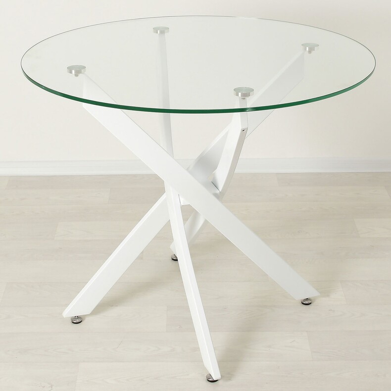 Стеклянный обеденный стол Рим 18 прозрачный/белый