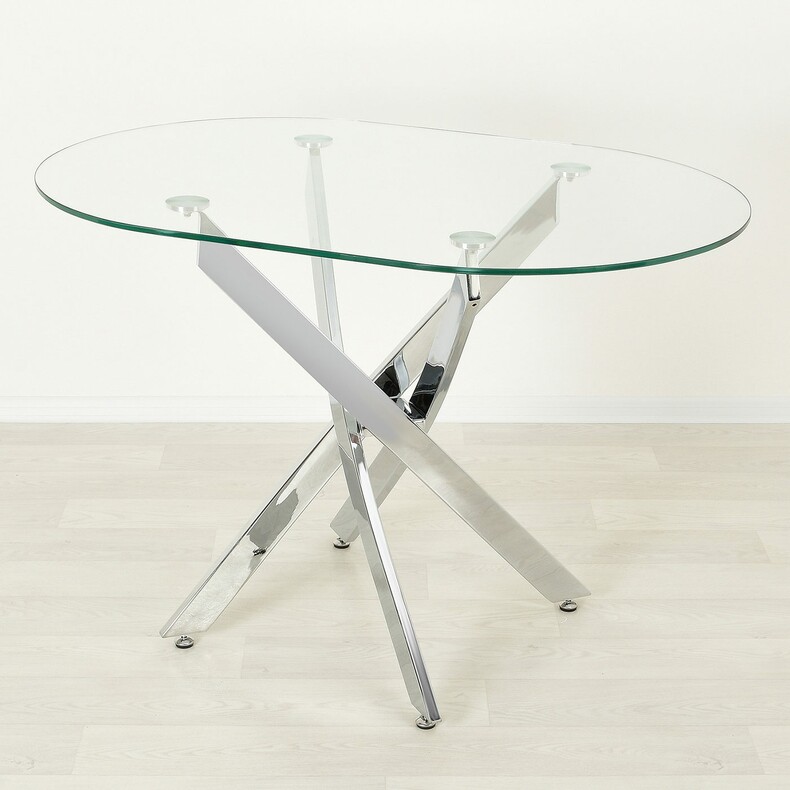 Стеклянный стол для кухни Рим 23 прозрачный/хром