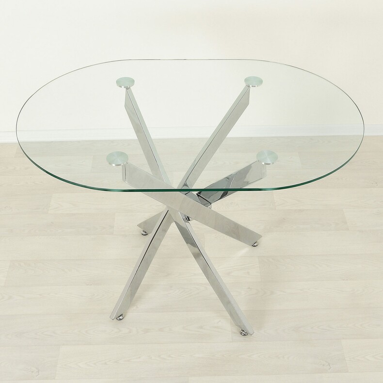 Стеклянный стол для кухни Рим 23 прозрачный/хром