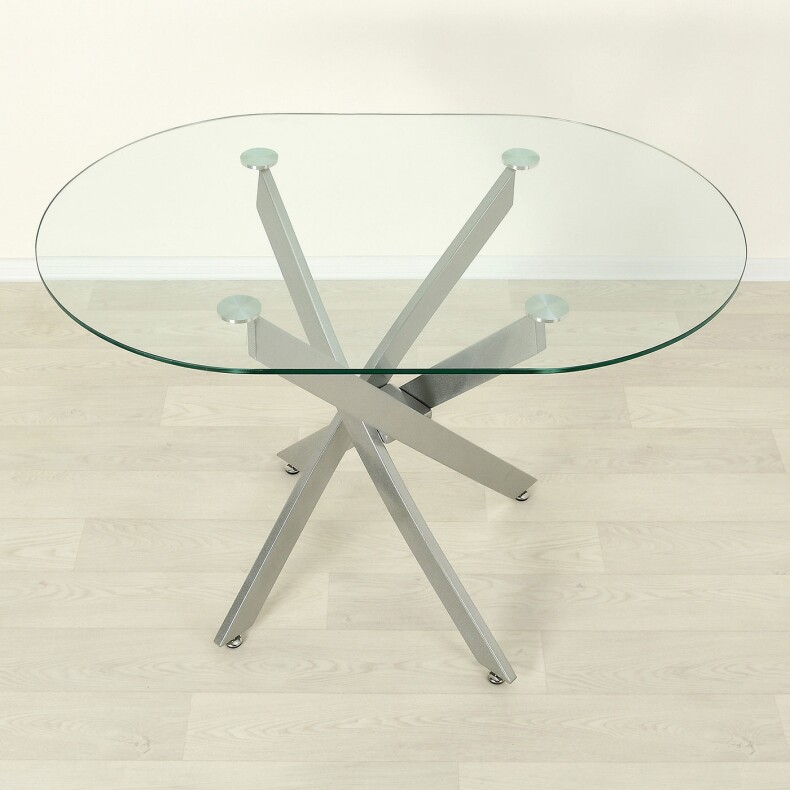 Стеклянный стол для кухни Рим 23 прозрачный/металлик