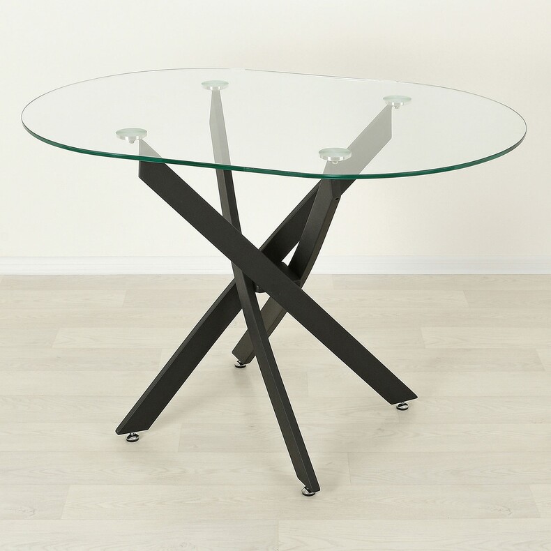 Стеклянный стол для кухни Рим 23 прозрачный/черный