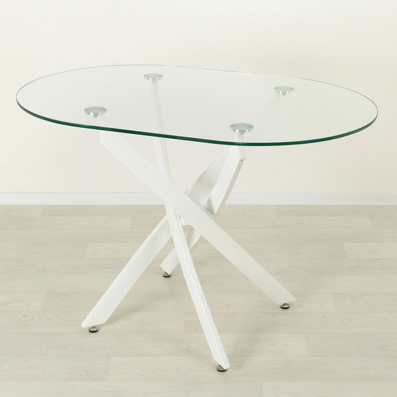 Стеклянный стол для кухни Рим 23 прозрачный/белый