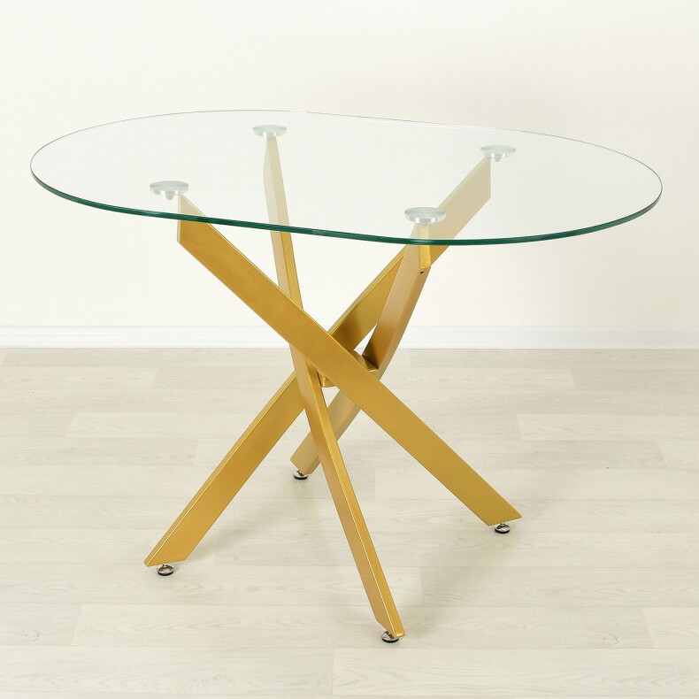 Стеклянный стол для кухни Рим 23 прозрачный/золото
