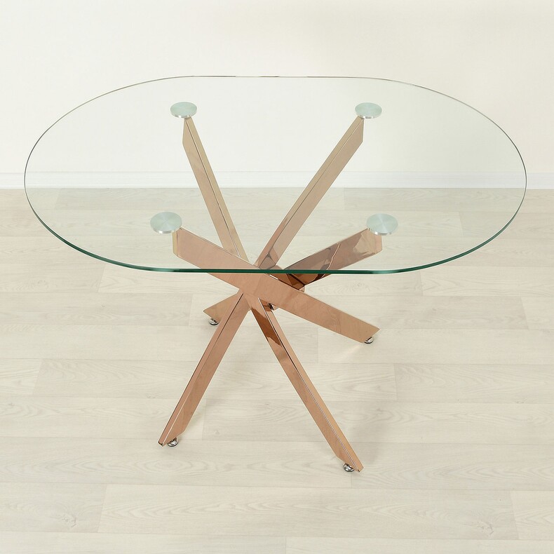 Стеклянный стол для кухни Рим 23 прозрачный/красное золото